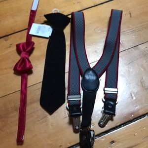 Tie, bow tie, and suspenders